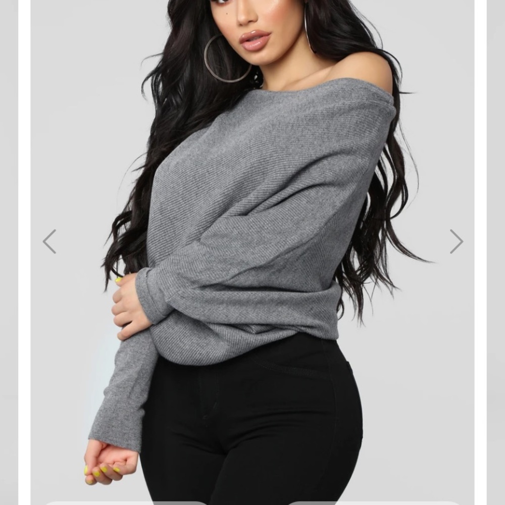 NWT Grey cold shoulder sweater